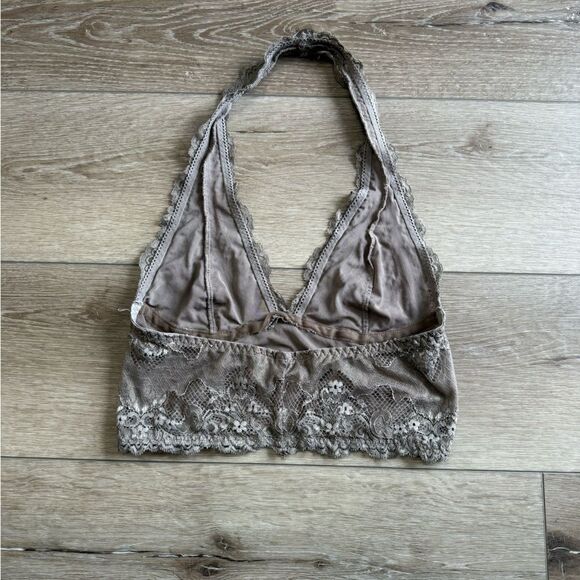 Anna Grace Lace Halter Bralette Taupe Size Medium - Picture 3 of 6